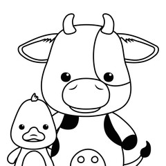 Cow and duck cartoon design
