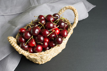basket with cherries