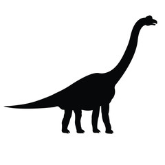 Vector black silhouette of brachiosaurus isolated on white background
