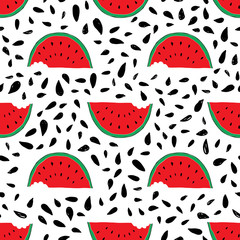 Watermelon Seamless Pattern hand drawn. Vector Illustration