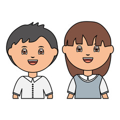 cute little students couple characters