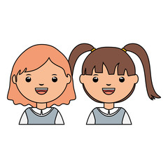 cute little students girls characters