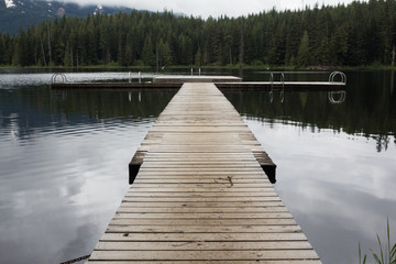 Fototapeta na wymiar View of Dock on Lost Lake in British Columbia, Canada