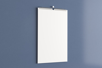Blank calendar mock up on the wall.