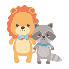 Lion and raccoon cartoon design
