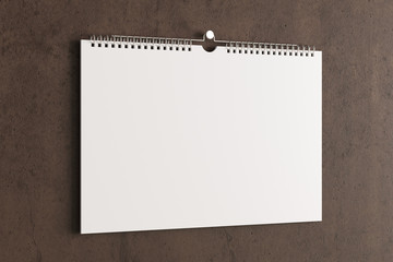 Blank calendar mock up on the wall.