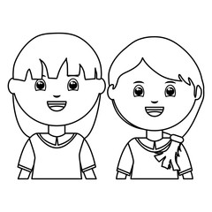 cute little students girls characters