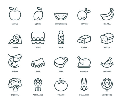 Food Icons,  Monoline concept