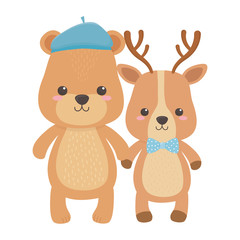 Reindeer and bear cartoon design