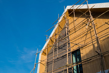 building house, worker, construction irons for building, concrete and equipment