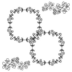 Vector illustration card with beauty of wreath frame