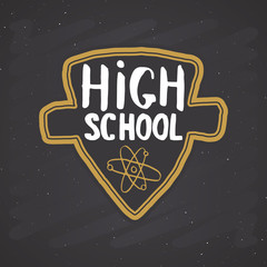 Back to School Calligraphic Lettering. Calligraphy Lettering with School Elements, sketch doodles. Hand Drawn Text Vector illustration on chalkboard background