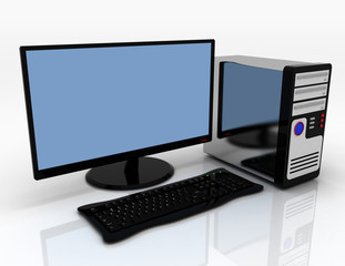 Fototapeta premium 3D desktop computer pc concept.3d illustration