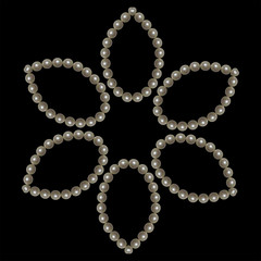  The original flower of pearls. For gifts, logo, for interiors. Black background, which can be changed. Vector.