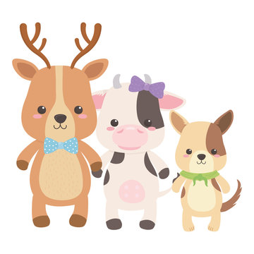 Reindeer cow and dog cartoon design