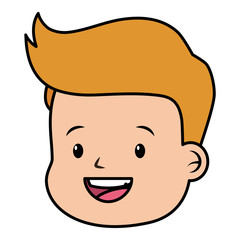 happy boy face on white background