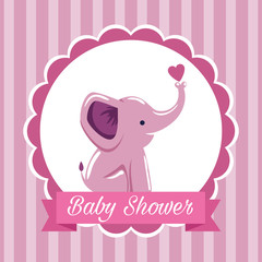 label of elephant with heart and ribbon message