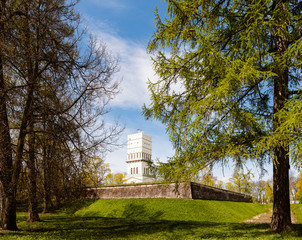 White Tower in Aleksandrovsky park in Pushkin, Russia.