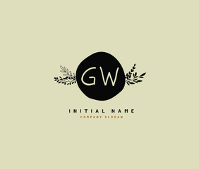 G W GW Beauty vector initial logo, handwriting logo of initial signature, wedding, fashion, jewerly, boutique, floral and botanical with creative template for any company or business.