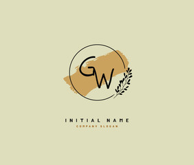 G W GW Beauty vector initial logo, handwriting logo of initial signature, wedding, fashion, jewerly, boutique, floral and botanical with creative template for any company or business.