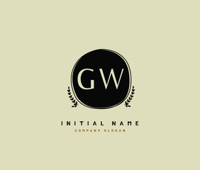 G W GW Beauty vector initial logo, handwriting logo of initial signature, wedding, fashion, jewerly, boutique, floral and botanical with creative template for any company or business.