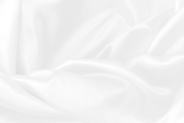 White fabric  background abstract with waves. soft focus