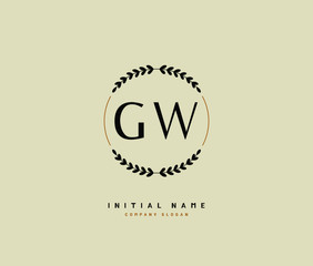 G W GW Beauty vector initial logo, handwriting logo of initial signature, wedding, fashion, jewerly, boutique, floral and botanical with creative template for any company or business.