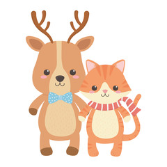 Cat and reindeer cartoon design