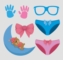 set of hanprint with glasses and pantys with bear in the moon