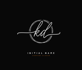 K D KD Beauty vector initial logo, handwriting logo of initial signature, wedding, fashion, jewerly, boutique, floral and botanical with creative template for any company or business.