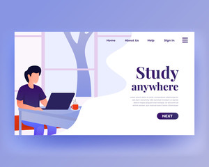 Landing page template of Online education. Modern flat design concept of web page design for website and mobile website. Easy to edit and customize. Vector illustration