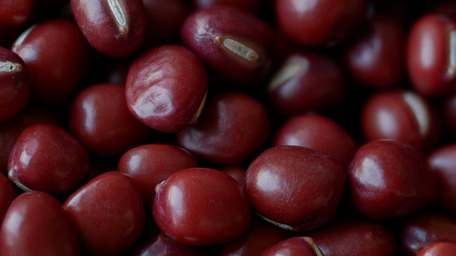 Close-up of Adzuki Beans, Vigna angularis, Selected Focus Food Background