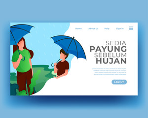 two people use umbrellas when it rains. use an umbrella. Vector Cartoon Illustration. Gradient Flat Illustration. Summer Landing Page. Holiday Illustration