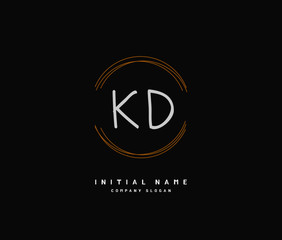 K D KD Beauty vector initial logo, handwriting logo of initial signature, wedding, fashion, jewerly, boutique, floral and botanical with creative template for any company or business.