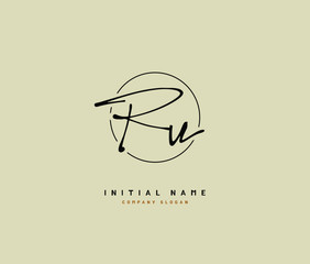 R U RU Beauty vector initial logo, handwriting logo of initial signature, wedding, fashion, jewerly, boutique, floral and botanical with creative template for any company or business.