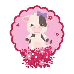 cow cartoon with bowtie design