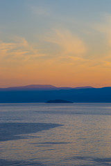 Beautiful sunset on lake Baikal. Siberia, Russia. Baikal nature.