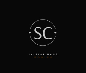 Obraz premium S C SC Beauty vector initial logo, handwriting logo of initial signature, wedding, fashion, jewerly, boutique, floral and botanical with creative template for any company or business.