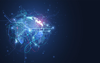 Global network connection. World map point and line composition concept of global business. Vector Illustration