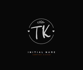 T K TK Beauty vector initial logo, handwriting logo of initial signature, wedding, fashion, jewerly, boutique, floral and botanical with creative template for any company or business.