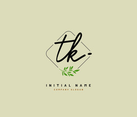 T K TK Beauty vector initial logo, handwriting logo of initial signature, wedding, fashion, jewerly, boutique, floral and botanical with creative template for any company or business.