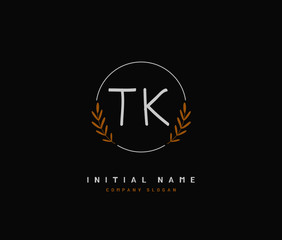 T K TK Beauty vector initial logo, handwriting logo of initial signature, wedding, fashion, jewerly, boutique, floral and botanical with creative template for any company or business.