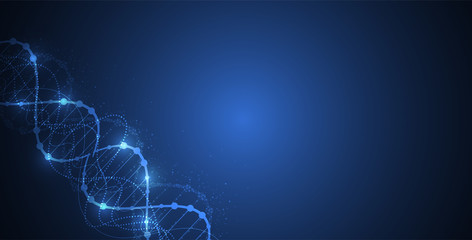 Science template, wallpaper or banner with a DNA molecules.