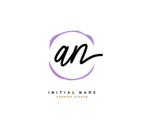 A N AN Beauty vector initial logo, handwriting logo of initial signature, wedding, fashion, jewerly, boutique, floral and botanical with creative template for any company or business.