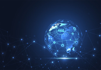 Global network connection. World map point and line composition concept of global business. Vector Illustration