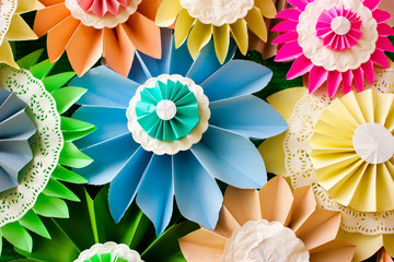 Colorful flower made of paper for background texture