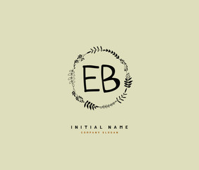 E B EB Beauty vector initial logo, handwriting logo of initial signature, wedding, fashion, jewerly, boutique, floral and botanical with creative template for any company or business.