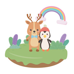 Reindeer and penguin cartoon design