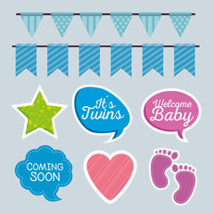 set of baby shower cute decoration