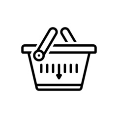 Black line icon for shopping basket 